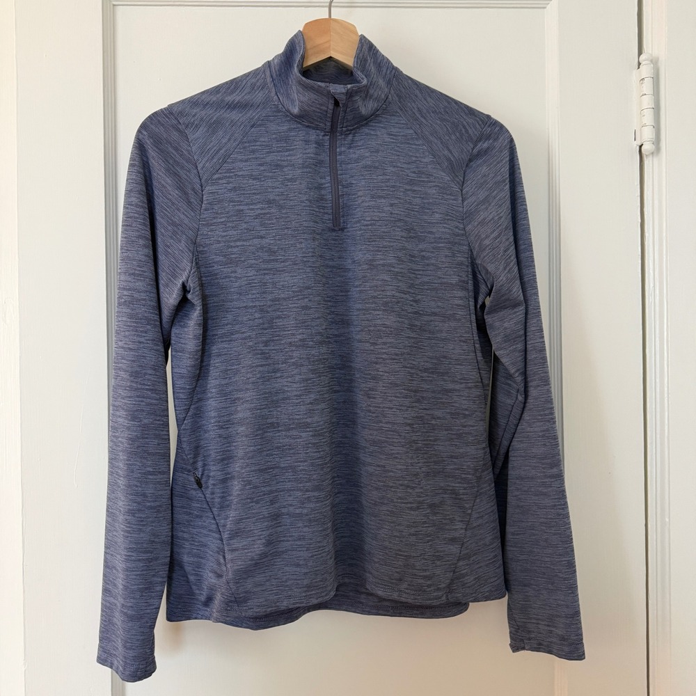 REI Co-op Womens Blue Space Dye Quarter Zip Pullover Active Top Sz Small